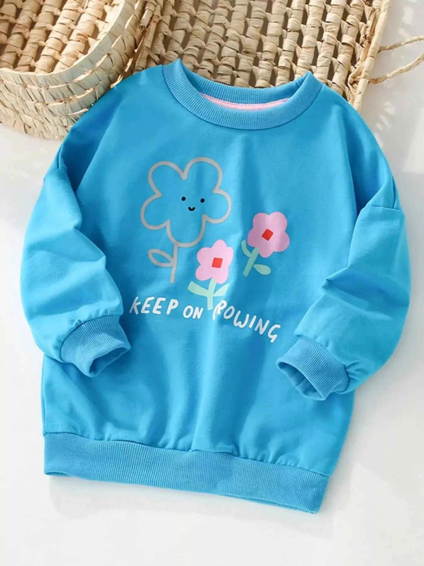 Children's Floral Crew Neck Casual Sweatshirt