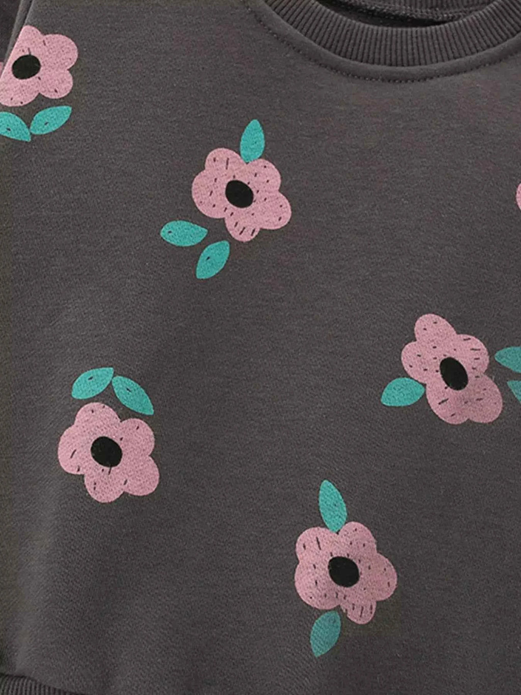 Children's Floral Print Crew Neck Sweatshirt
