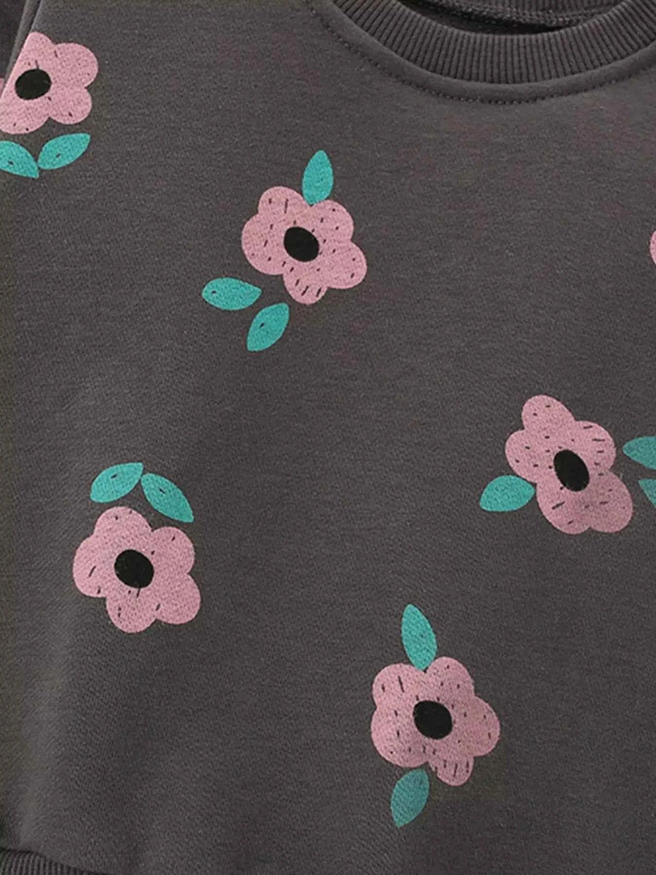 Children's Floral Print Crew Neck Sweatshirt