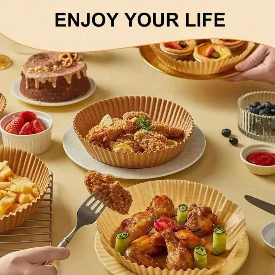 50/100Pcs Air Fryer Disposable Paper Non-Stick Airfryer Baking Papers Round Air-Fryer Paper Liners Paper Kitchen Accessories