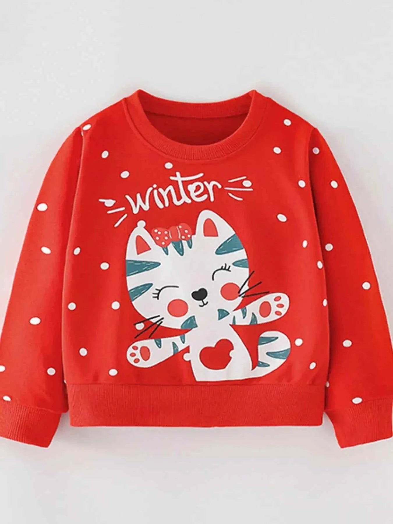 Children's Cute Cat Crew Neck Sweatshirt