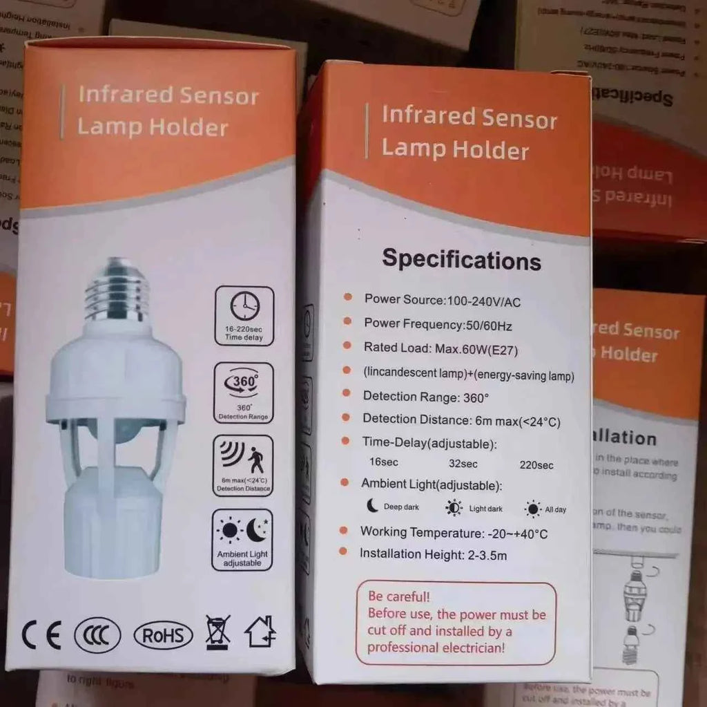 360 Degrees PIR Human Induction Motion Sensor LED Night Lamp Holder Corridor Base E27 Delay Time Adjustable Switch