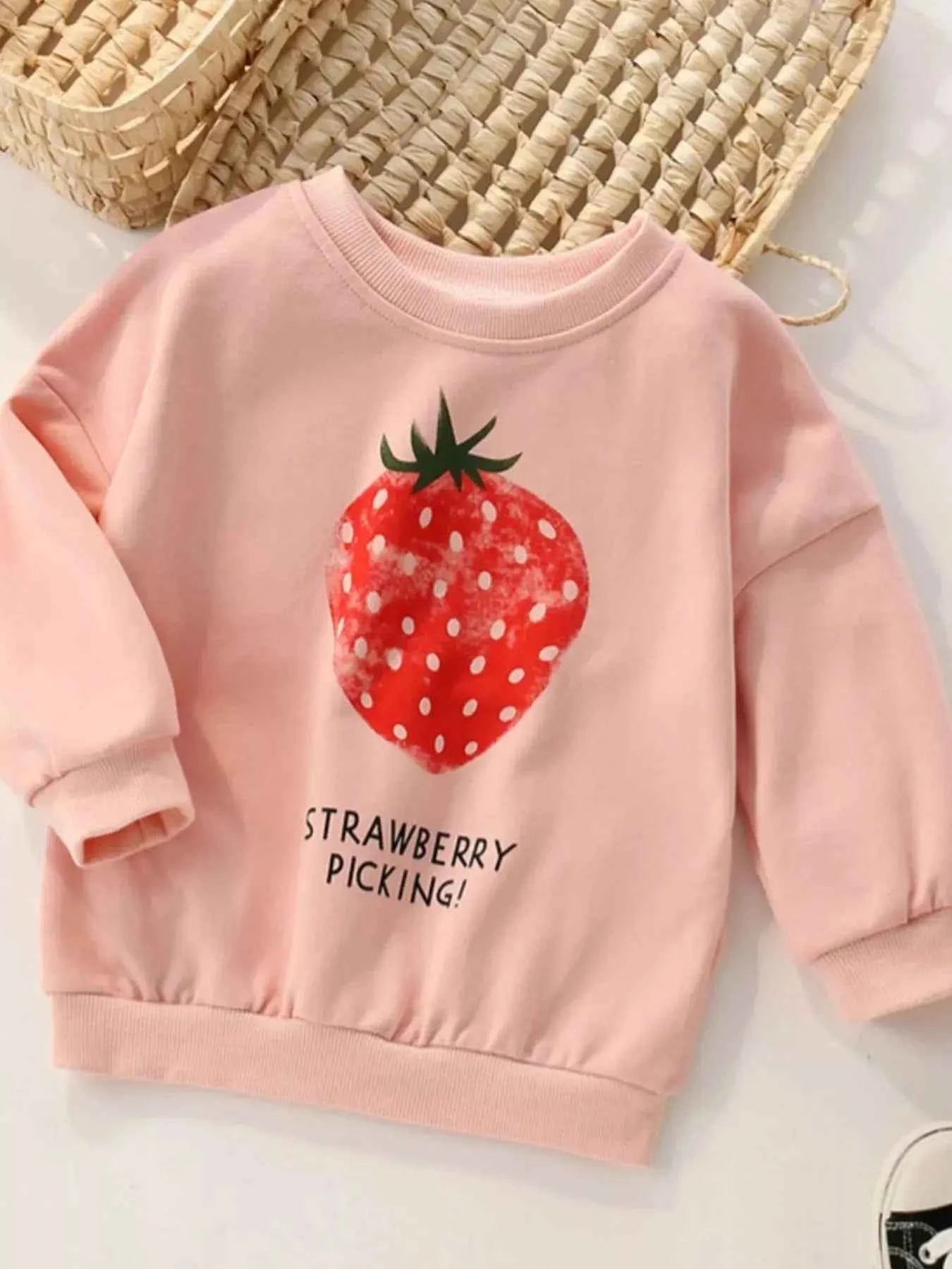 Children's Strawberry Picking Graphic Crew Neck Sweatshirt