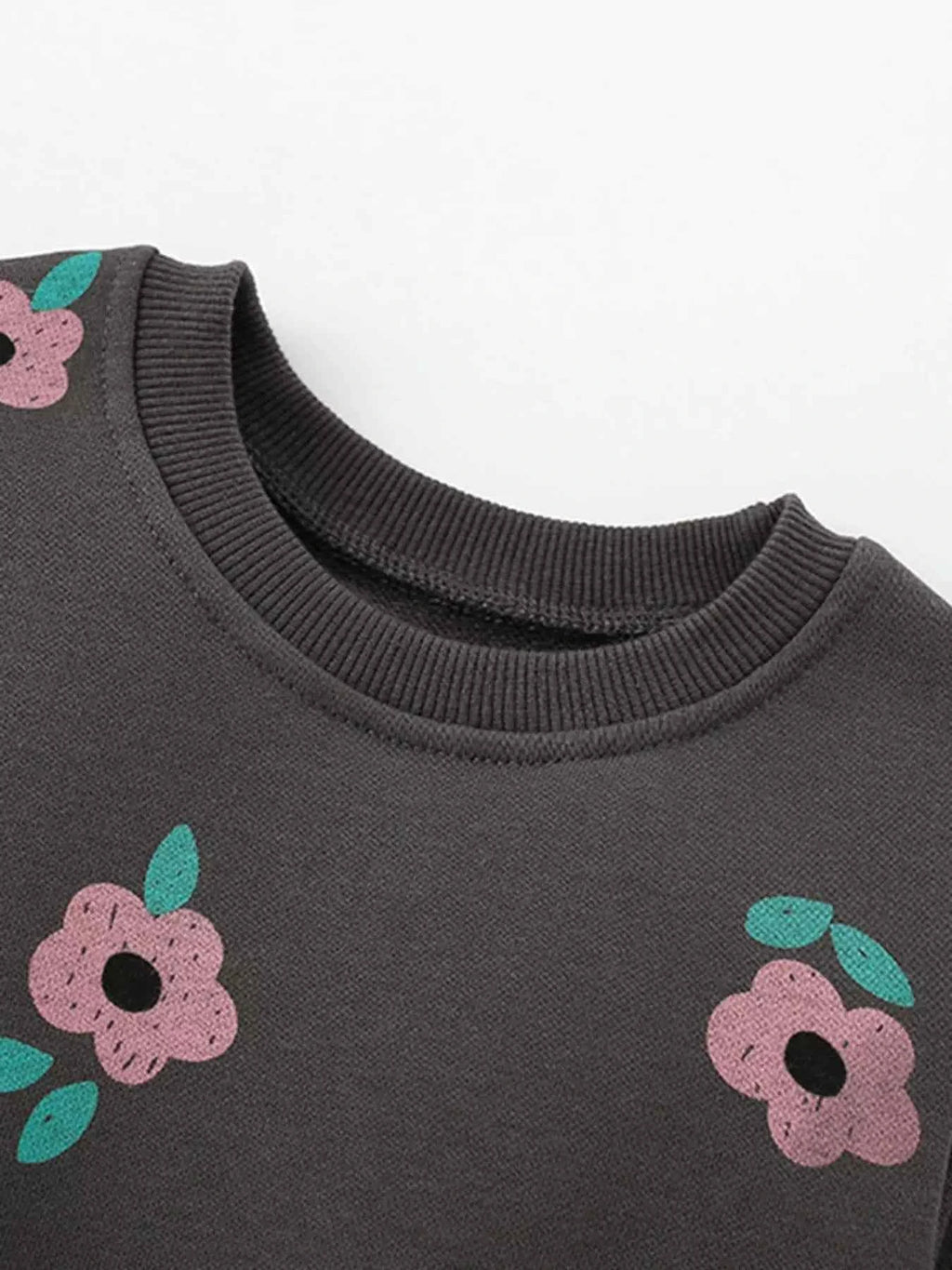 Children's Floral Print Crew Neck Sweatshirt