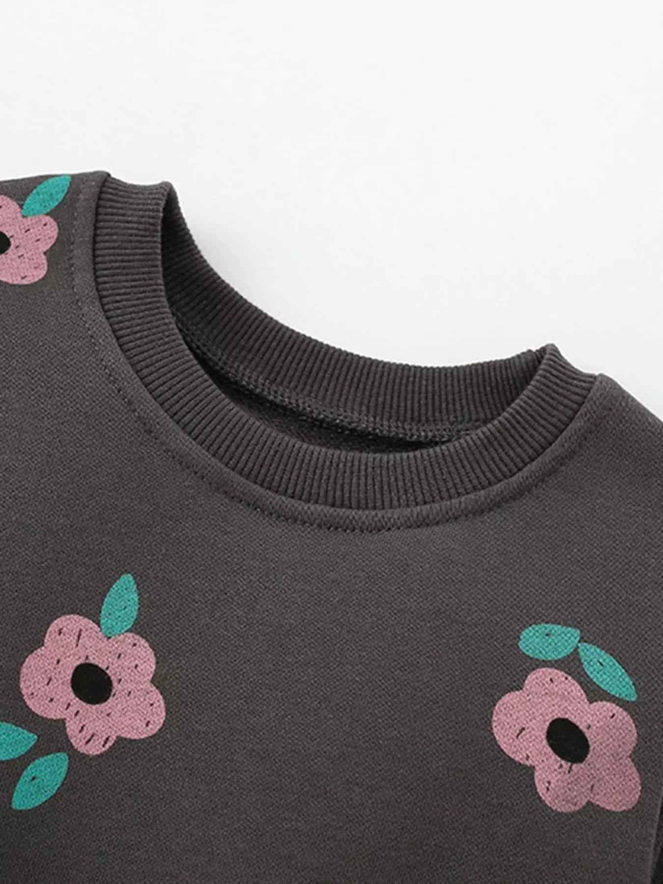 Children's Floral Print Crew Neck Sweatshirt
