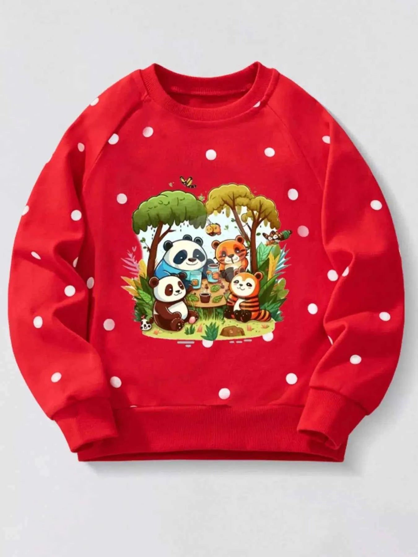 Children's Cute Cartoon Animal Crew Neck Sweatshirt