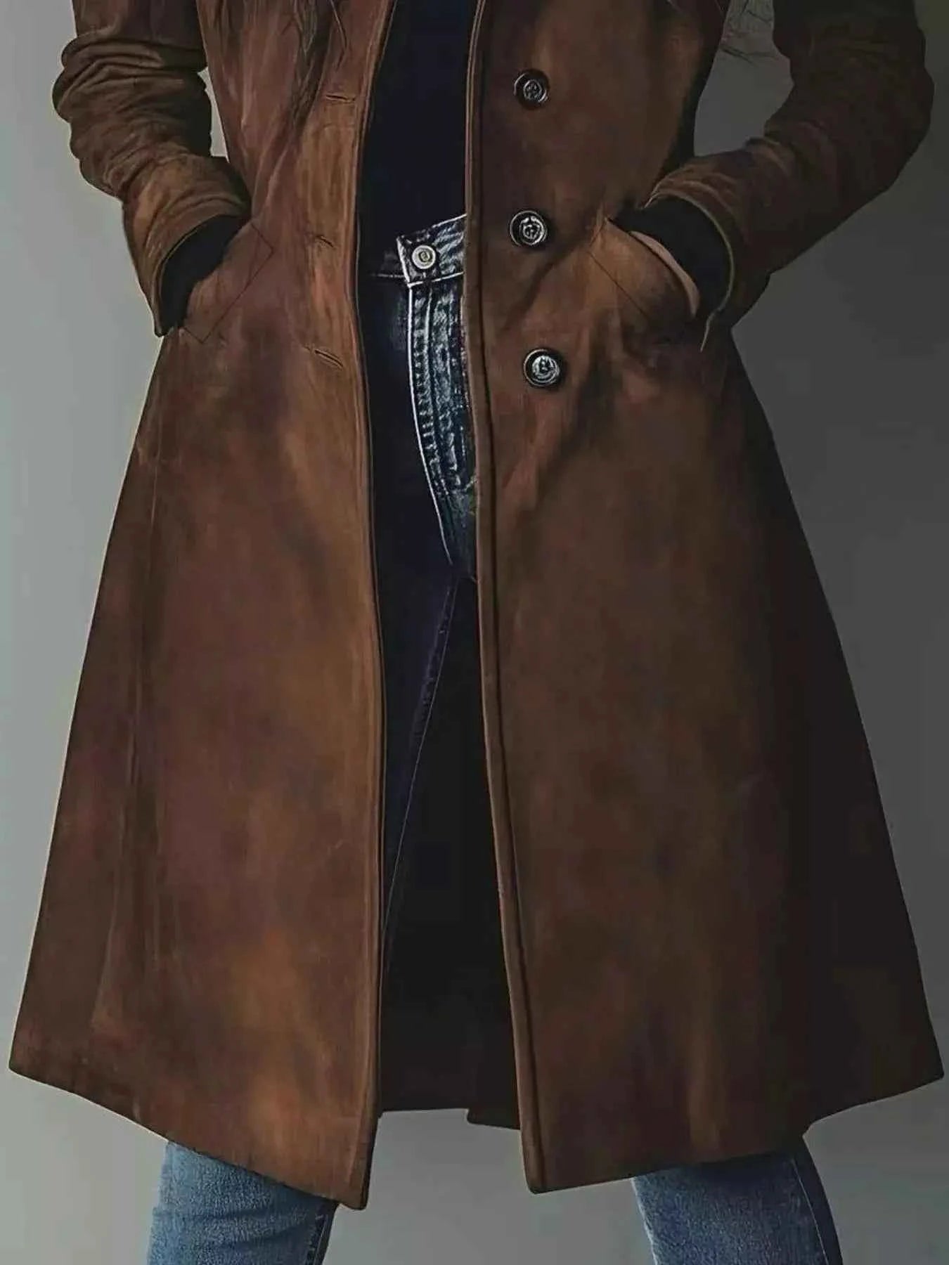 Button Up Long Sleeve Trench Coat