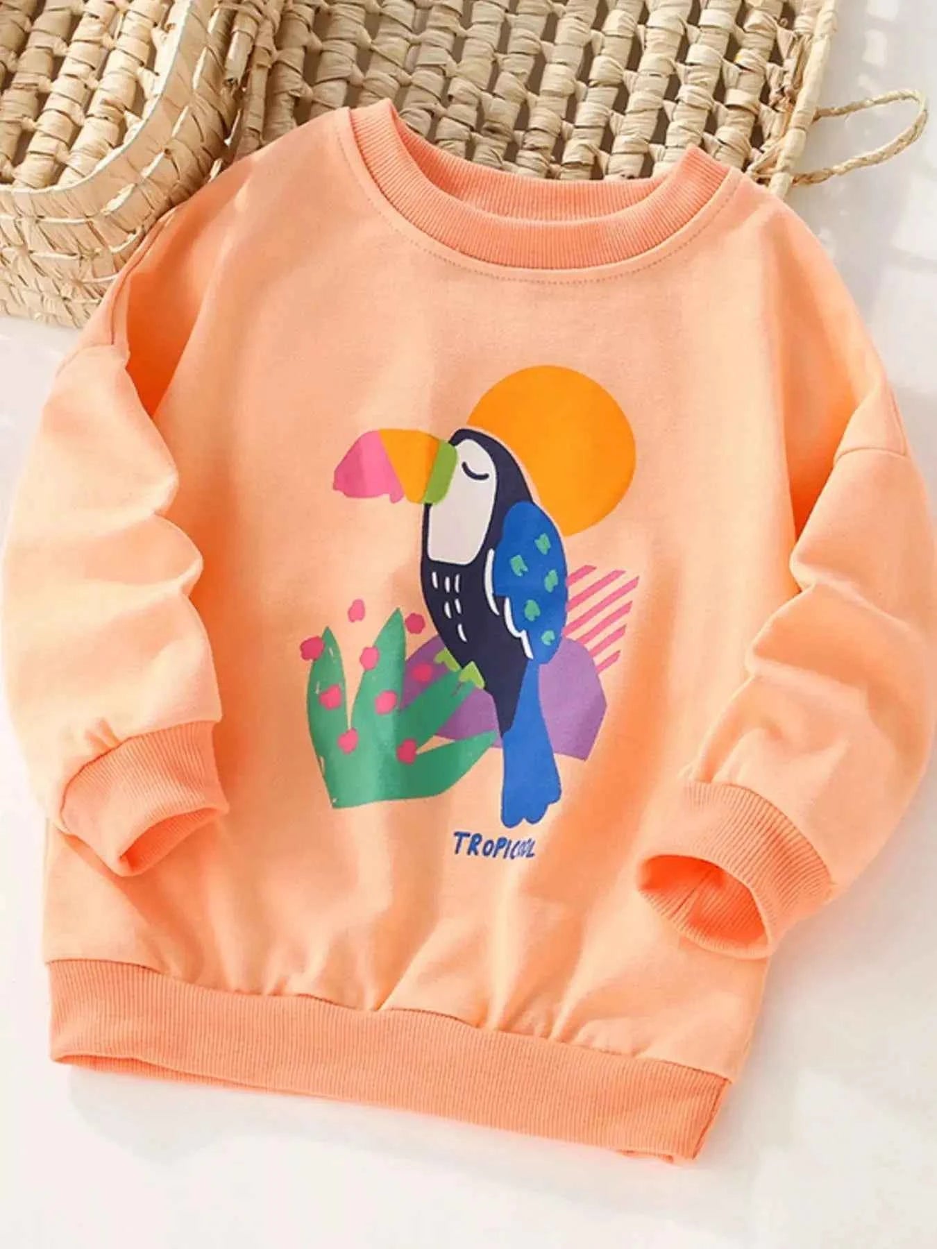 Children's Bird Graphic Crew Neck Sweatshirt