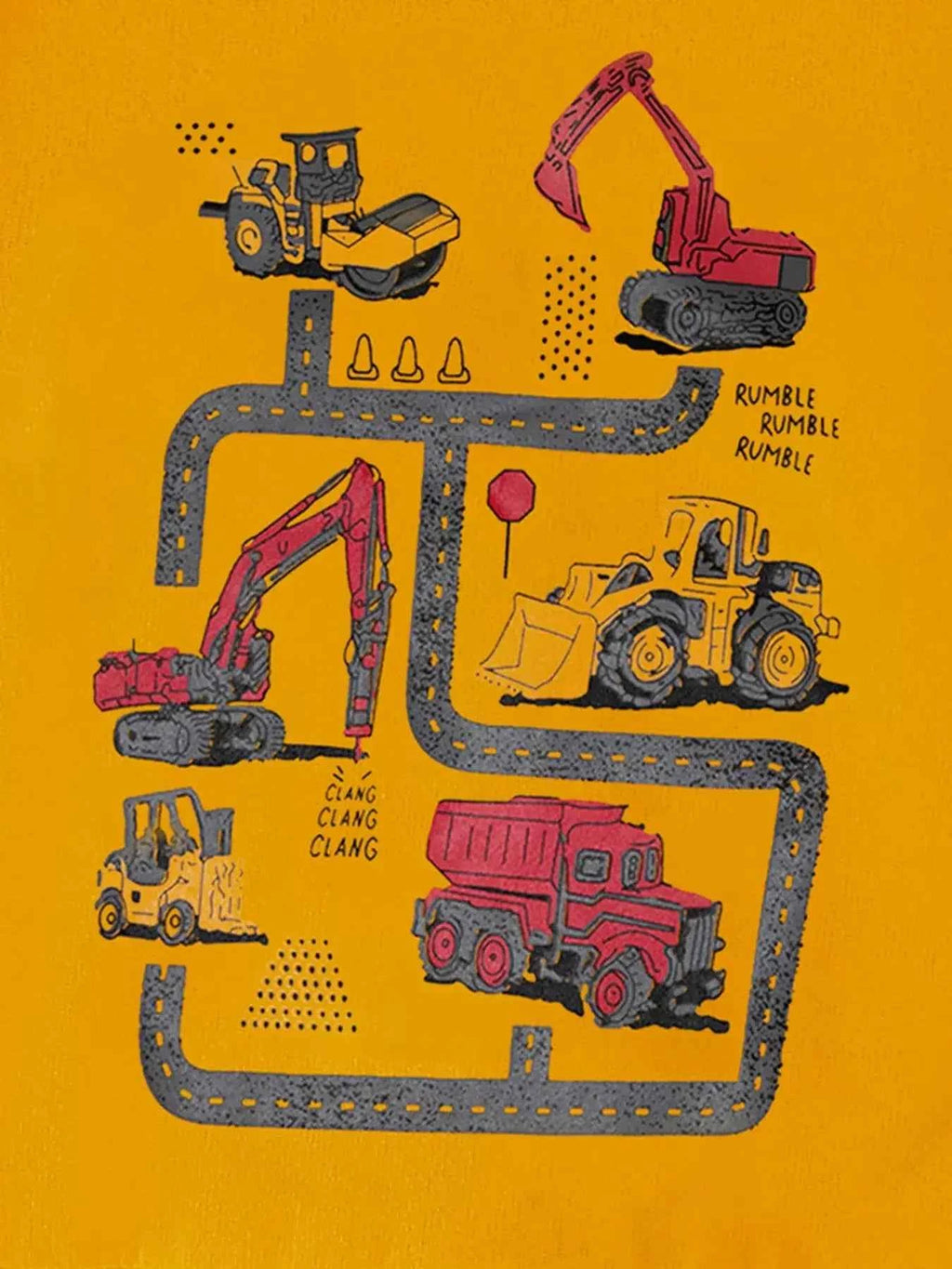 Children's Cartoon Construction Vehicle Crew Neck Sweatshirt