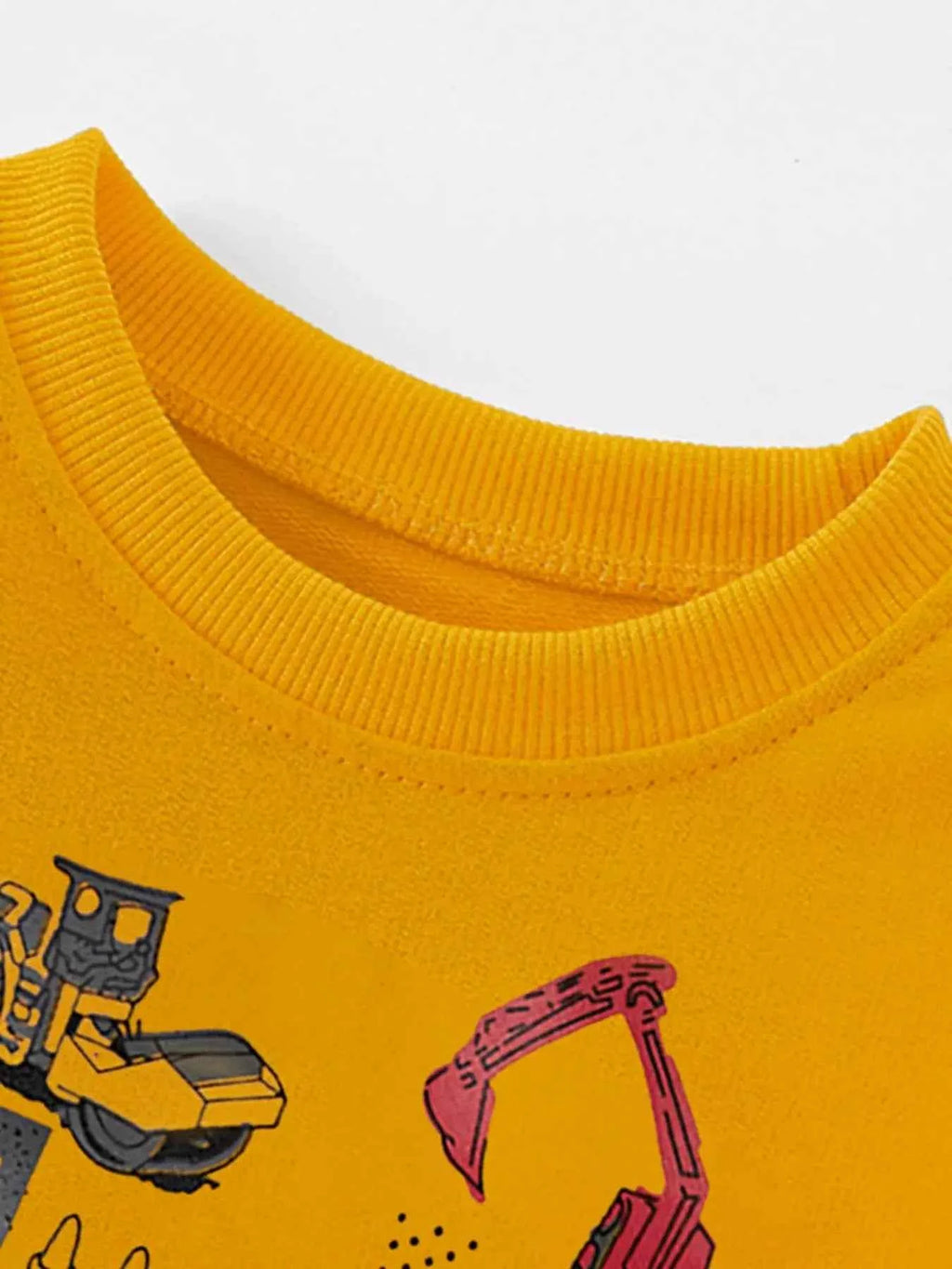 Children's Cartoon Construction Vehicle Crew Neck Sweatshirt