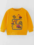 Children's Cartoon Construction Vehicle Crew Neck Sweatshirt