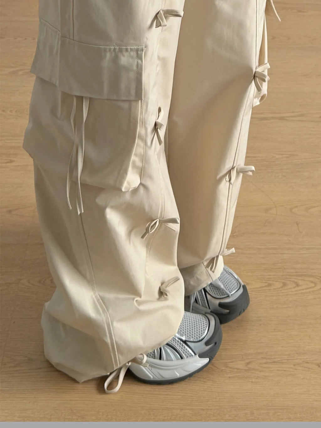 Cargo Wide Leg Pants with Bow 