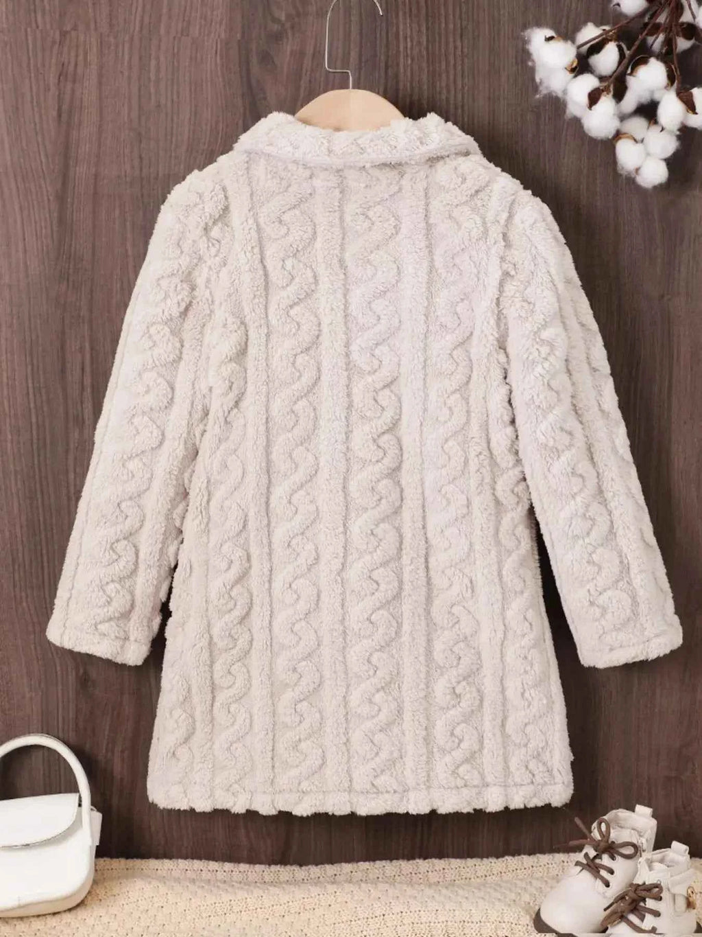 Children's Cozy Textured Double-Breasted Outerwear