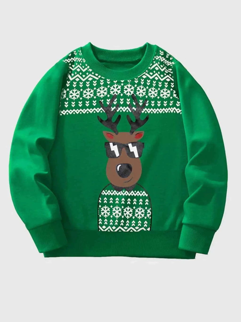 Children's Christmas Reindeer Graphic Crew Neck Sweatshirt