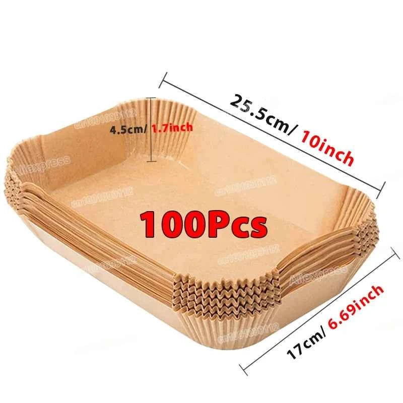 Air Fryer Paper 100pcs Disposable Air Frying Baking Paper Round Square Air Fryer Liners Baking Paper Air Fryer Accessories 50pcs