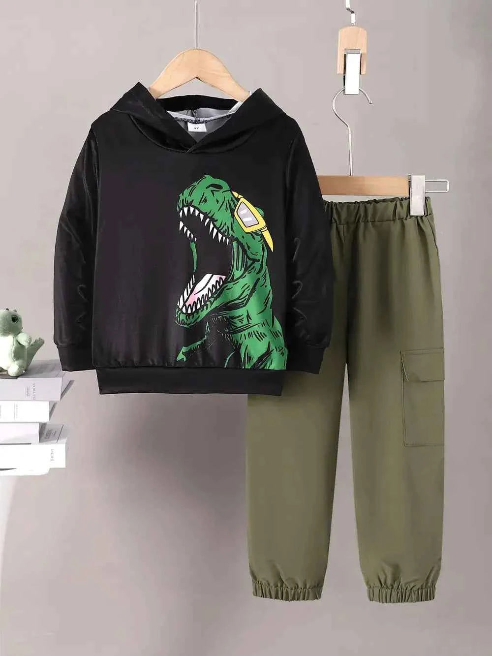Children's Dinosaur Graphic Hoodie and Pants Set