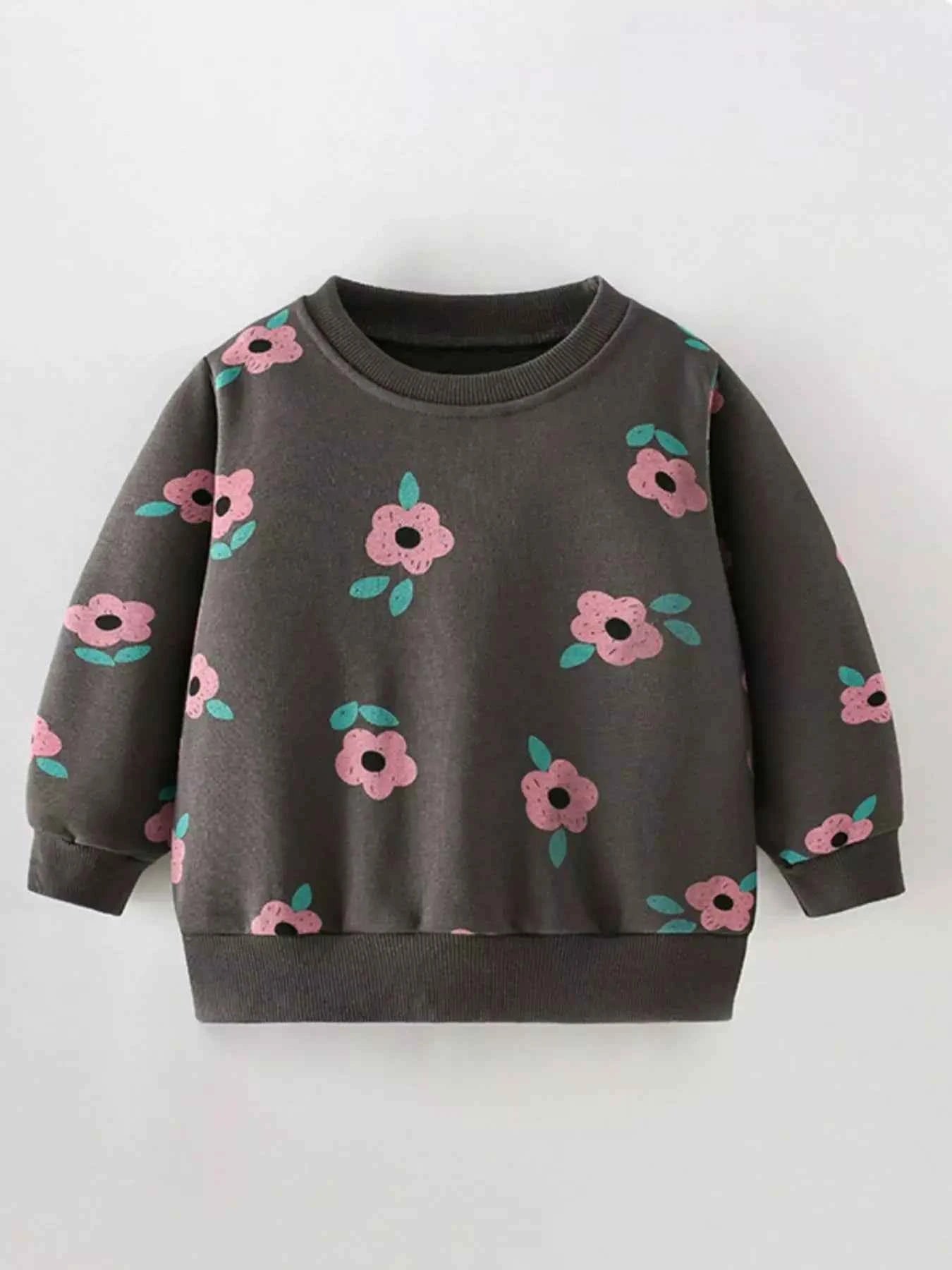 Children's Floral Print Crew Neck Sweatshirt