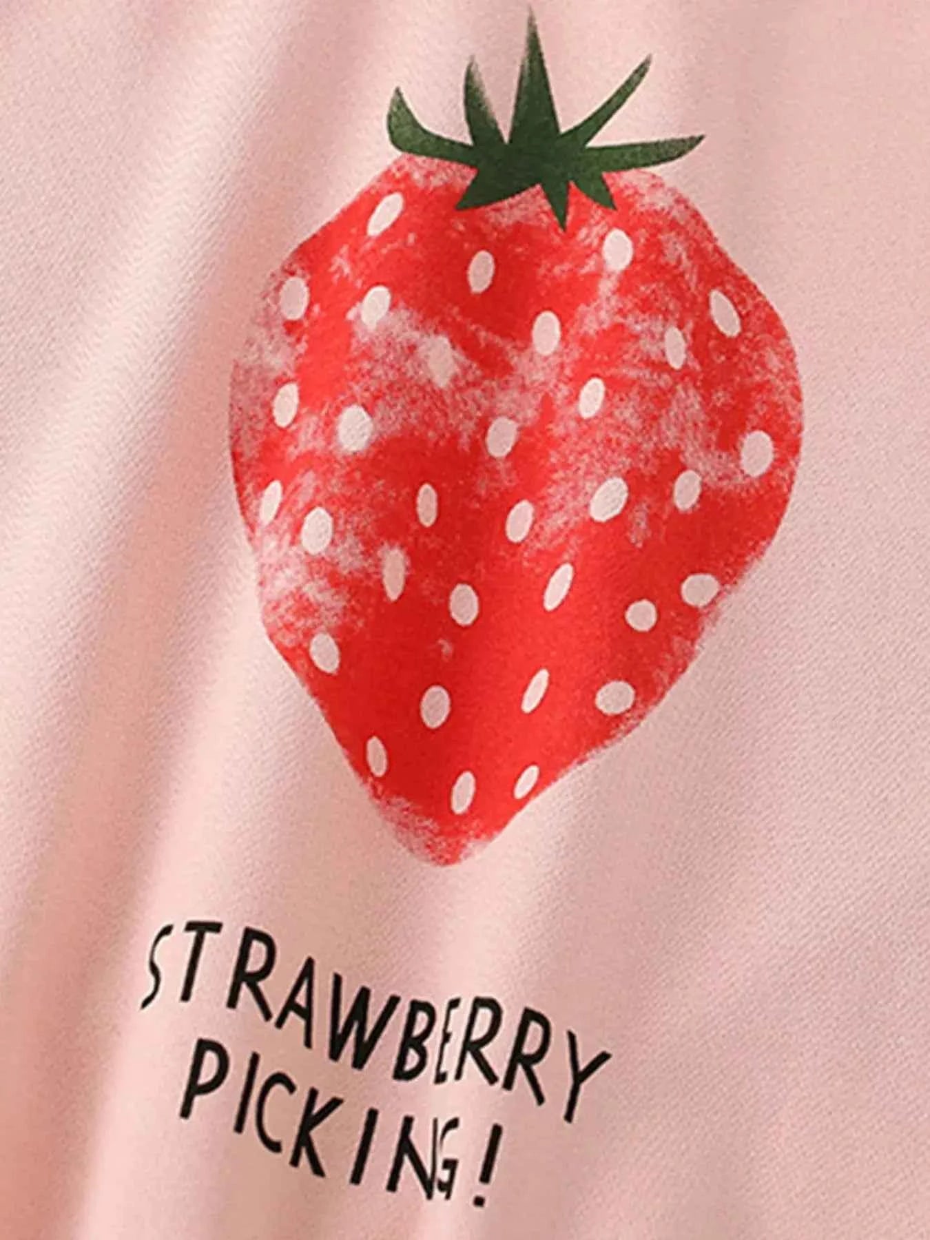Children's Strawberry Picking Graphic Crew Neck Sweatshirt