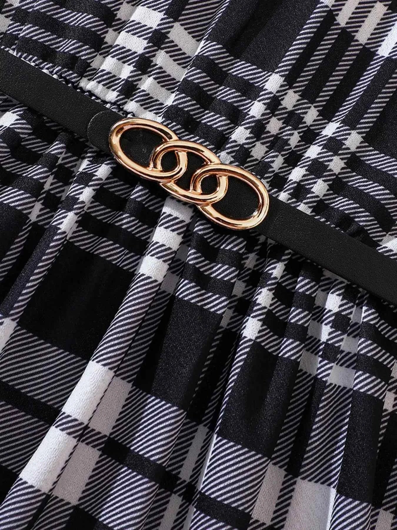 Children's Plaid Print Long Sleeve Dress