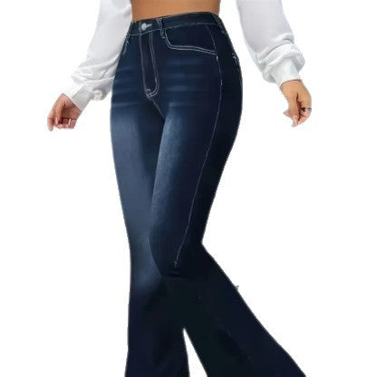 American-style Chic High-waisted Slim-fit Bootcut Jeans - Triple D lifestyle & beauty 2