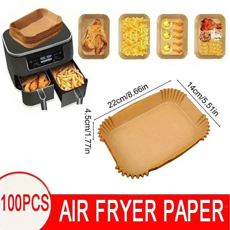 Air Fryer Paper Disposable Airfrying Baking Paper Round Square Air Fryer Liners Non-Stick Air Fryer Disposable Paper 50/100pcs