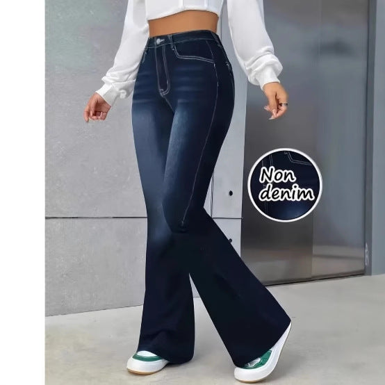 American-style Chic High-waisted Slim-fit Bootcut Jeans - Triple D lifestyle & beauty 2