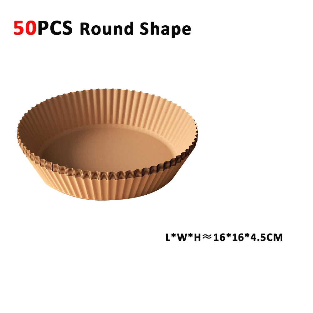 Air Fryer Paper 100pcs Disposable Air Frying Baking Paper Round Square Air Fryer Liners Baking Paper Air Fryer Accessories 50pcs - Triple D lifestyle & beauty 2