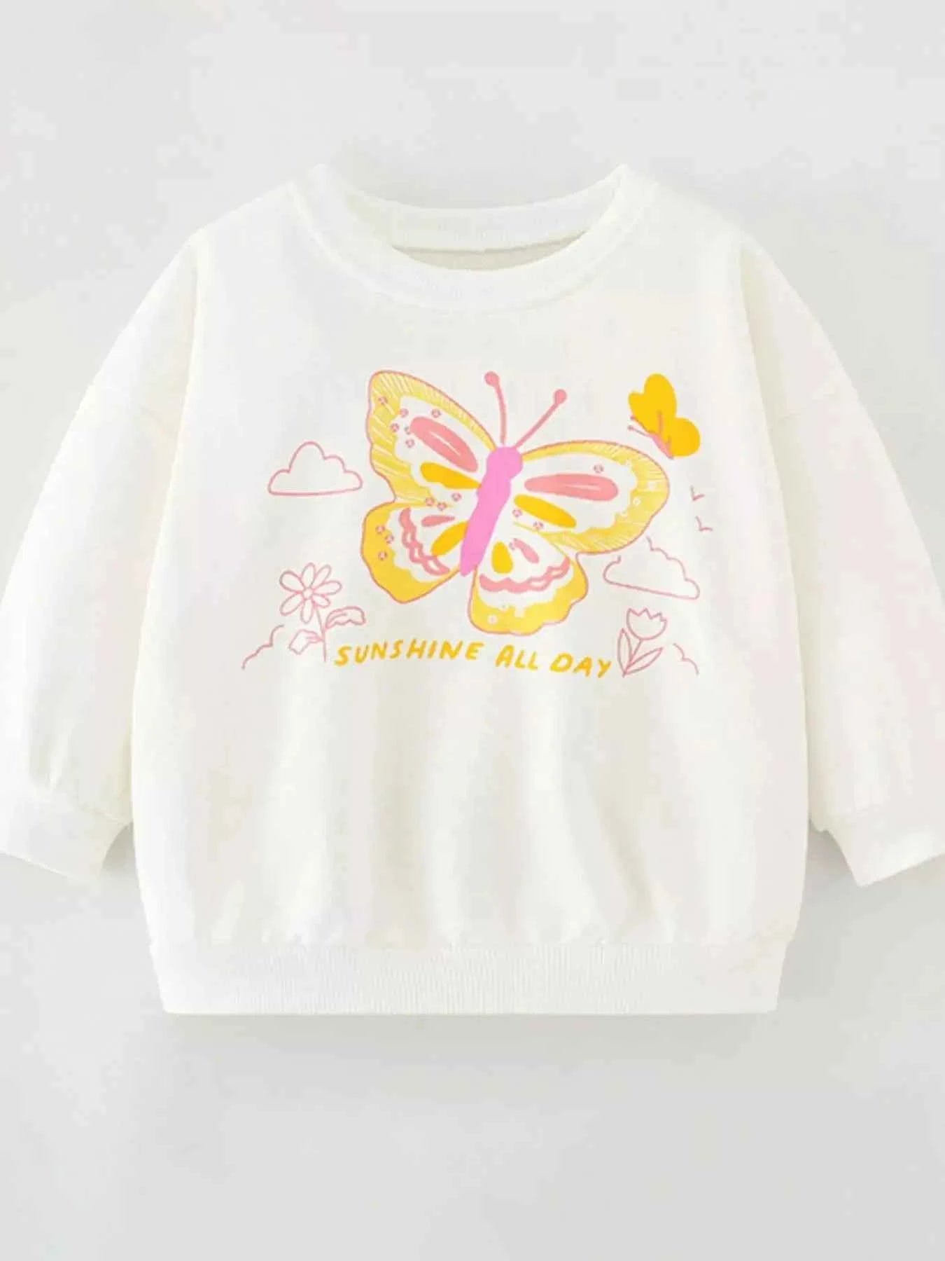 Children's Butterfly Graphic Crew Neck Sweatshirt