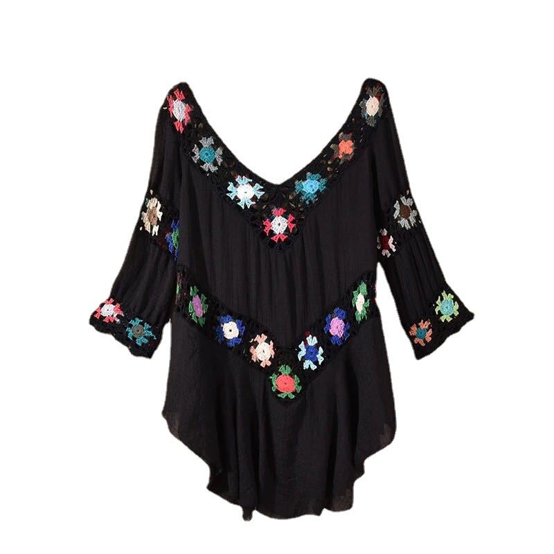 Amazon AliExpress Hot Selling Product Boho Hollow Out Hand Crocheting Flower Bikini Loose Beach Cover-up - Triple D lifestyle & beauty 2